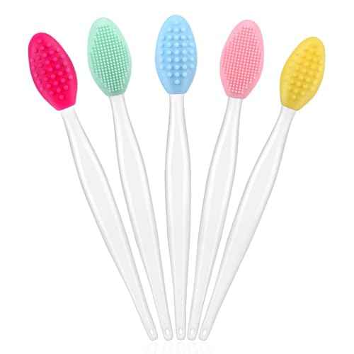 5Pcs Lip Scrubber Exfoliator,Pore Scrub Brush for Face,Nose Scrubber,Silicone Lip Pore Cleansing Brush for Exfoliating, Massageing, Blackheads Removal, Color Skin Care, DIY Masks