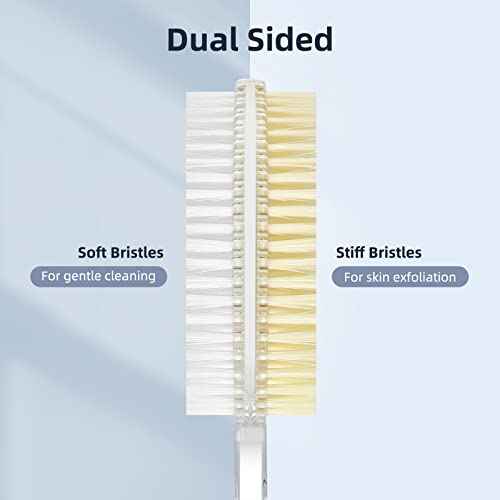 Back Scrubber Long Handle for Shower,Back Brush Dual-Sided with Stiff and Soft Bristles,Body Exfoliator for Bath or Dry Brush