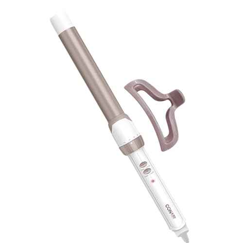 Conair Double Ceramic 1-Inch Curling Wand with Claw Clip, Produces Flawless Waves, Curling Iron for Use on Medium and Long Hair, 30 Heat Setting Curling Iron, White