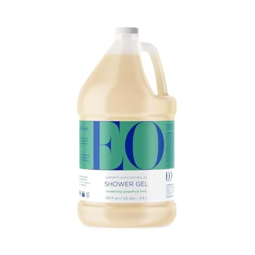 EO Shower Gel Body Wash Refill, 1 Gallon, Grapefruit and Mint, Organic Plant-Based Skin Conditioning Cleanser with Pure Essentials Oils, Pack of 1