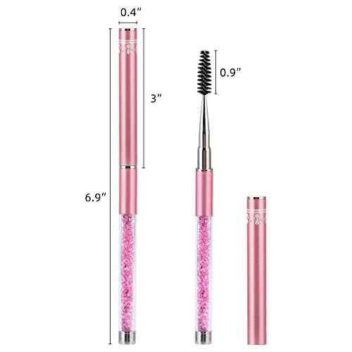 Tbestmax 3 Pcs Spoolies Mascara Wands Eyelash Brushes Eye Brow Brush Applicator with Cap for Travel Pink