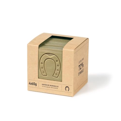 Fer ? Cheval Pure Olive Savon De Marseille Soap Bar Sliced Cubes, French Olive Oil Soap Bar Slices, 4x65 g/2.29 oz