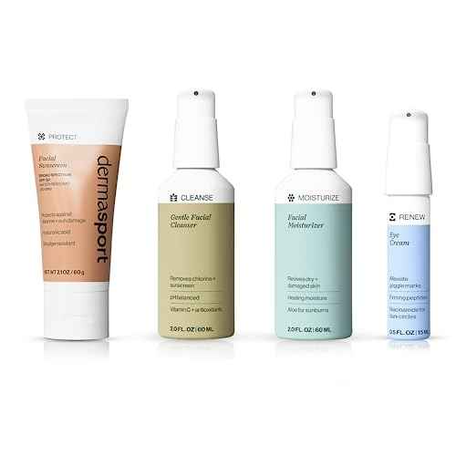 Dermasport Complete Skin Care Set for Athletes - Sport Sunscreen SPF 50, Facial Moisturizer, Eye Cream for Dark Circles, Facial Cleanser - All-in-One Natural Facial Care Solution for Healthy Skin