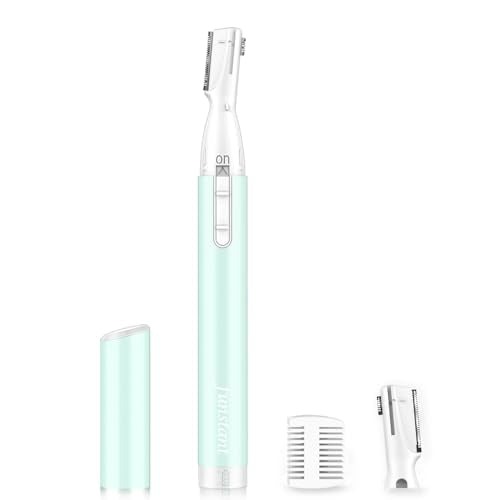 Eyebrow Trimmer for Women, Precision Facial Hair Trimmer for Chin, Lips, Neck, Upper Lip & Cheeks, Battery Operated Dual-Blade Groomer with Comb Attachment, Painless Portable Electric Shaper