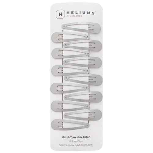 Heliums Snap Hair Clips for Women - Silver Gray - 2 Inch Metal Barrettes for Thin Hair and Kids, Neutral Colors - 12 Count