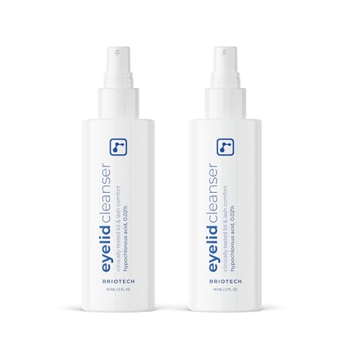 BRIOTECH Eyelid Cleanser, Hypochlorous Acid Spray, Lid & Eyelash Cleanser, Soothe Sensitivities, Calm Redness & Bumps, Support Against Irritation, Vegan, Travel Size 2 Fl oz (2 Pack)