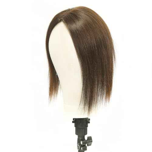 ROSELOVER Hair Topper for Women,12 Inch Real Human Hair Clip-In,4.5x5 Inch Mono Base with Non-Slip Clips,Light Brown(4#)