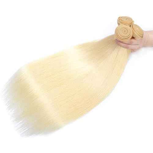 #613 Blonde Bundles Human Hair 20 22 24 Straight Color 613 Human Hair Bundles Blonde Extension 100 Gram Per Bundle 12A Unprocessed Brazilian Remy Hair Virgin Hair for Black Women