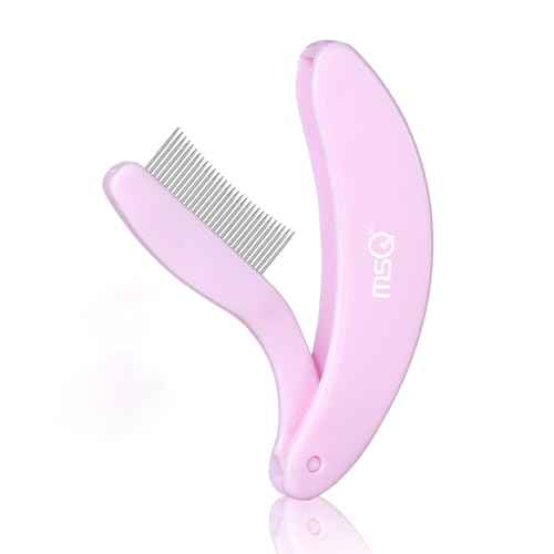 Eyelash Comb MSQ Eyelash Separator Tool Eyelash Comb Separator Folding Eyelash Brush Separator Lash Comb for Eyelash Makeup Brush (Pink)