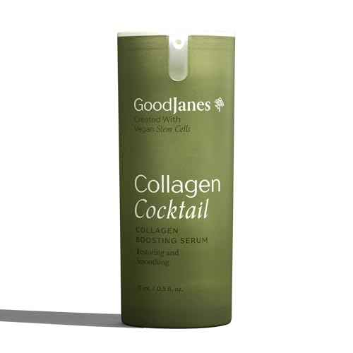 GoodJanes Collagen Cocktail Boosting Serum with Vegan Collagen, Vitamin C, Niacinamide & Copper Peptides ? Plant-Based Stem Cell Treatment for Radiant, Firm-Looking Skin, 0.5 oz