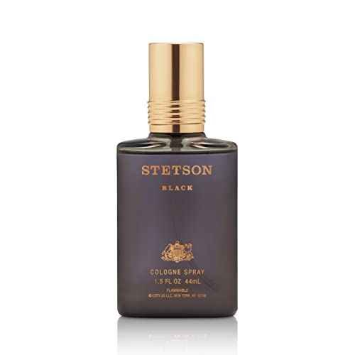 Stetson Black - Cologne for Men - Woody, Dark and Spicy Scent with Fragrance Notes of Sandalwood, Spices, and Suede - 1.5 Fl Oz