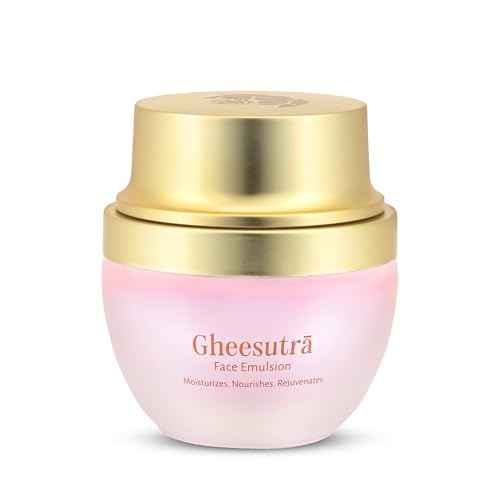 Shankara Gheesutra Face Emulsion with 100X Washed A2 Ghee, Hibiscus, and Vitamin C ? Daily Facial Moisturizer for Skin Firming, Toning, and Hydration ? Ayurvedic Skin Care for All Skin Types
