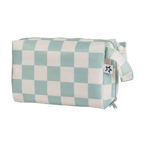 Tiny Twinkle Waterproof Travel Toiletry & Makeup Bag Organizer | Large Capacity Cosmetic Case with Compartments & Handle, A Thoughtful Travel Companion for Women£¨Sage Checkers