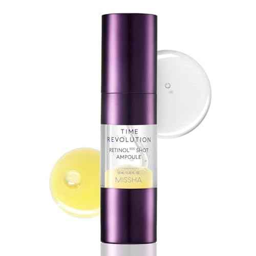 MISSHA Time Revolution Night Repair Retinol Intensive Ampoule 0.33 Fl oz - Advanced Korean Facial Serum for Skin Barrier Strengthening, Improved Elasticity, Radiance, Overnight Moisturization