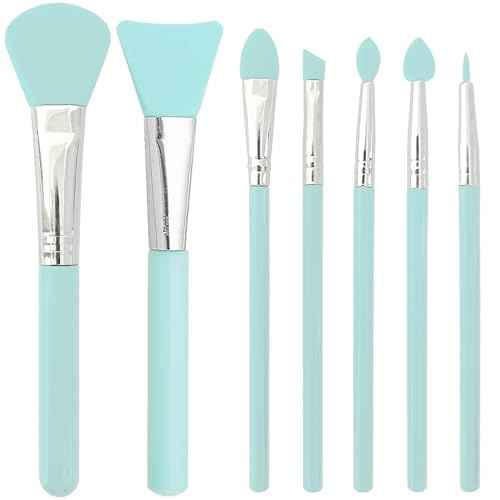 7 Pcs Silicone Brush applicator kit for Cream Makeup Products and UV Resin Epoxy Art Crafting, Green