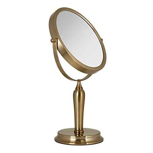 Zadro Anaheim 8.75¡± Round Non-Lighted Makeup Mirror 5X 1X Magnifying Makeup Mirrors Rotating Head Makeup Mirror for Desk