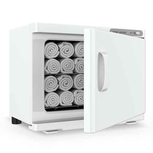 Towel Warmer, 23L Towel Warmer Cabinet Can Hold 12 Wet Facial Towels,Hot Towel Warmer Use for Spa, Hair Beauty, Salon - White
