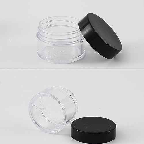 12 Pcs Refillable Black Plastic Round Cosmetic Containers, BPA Free, 15ml/0.5oz, With Lids