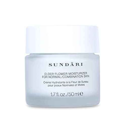 SUNDARI Elder Flower Moisturizer - 1.7 Fl Oz, Lightweight Hydrating Face Cream, Anti-Aging, Soothing, Refreshes and Nourishes, All Natural Ingredients