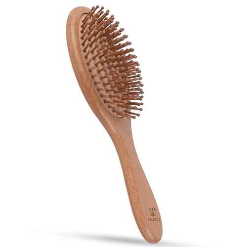 Bamboo Brush for Hair Growth ? Natural Bristle Brush for Detangling, Reduces Breakage, Massaging Scalp Thick/Thin/Curly/Dry/Wet Hair ? Wooden Paddle brush w/Ergonomic Handle Ideal for Women & Men