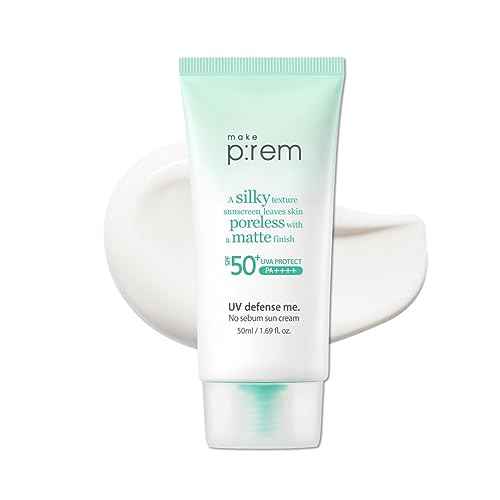 MAKE P:REM UV Defence me. No Sebum Sunscreen, SPF 50+ PA++++ Reef-Safe Silky Texture with Poreless and Matte Finish, UVA/UVB Protection, Korean Sunscreen, 1.69 fl. oz. (50ml)