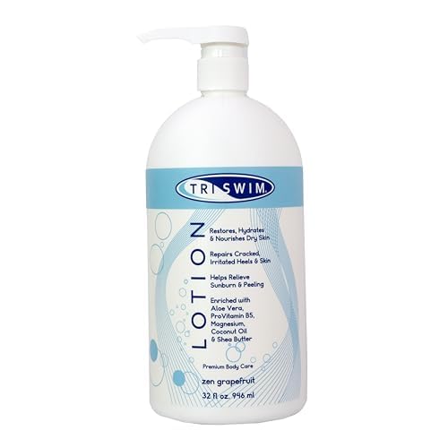 TRISWIM Swim Lotion 32oz | Neutralizes Chlorine, Bromine & Saltwater Odors | Hydrates, Restores & Nourishes Dry Skin | Aloe Vera, Shea Butter & Coconut Oil | Zen Grapefruit Scent