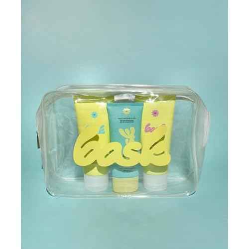 Bask Sunscreen Carry-on Kit: Travel Size Gift Set Bundle with Beach and Travel Pouch | SPF 30 & 50 Sheer Moisturizing Lotion, Daily Invisible Gel SPF 40 Face Sunscreen, & Convenient Travel Pouch