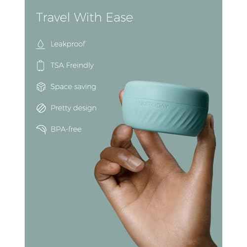 TakeToday Travel Containers for Toiletries, Leak-proof, TSA Approved, Refillable Silicone Cream Jars with Lid Travel Size Essential for Cosmetic toiletry Cream, 2oz, 4 Pack (Gray)