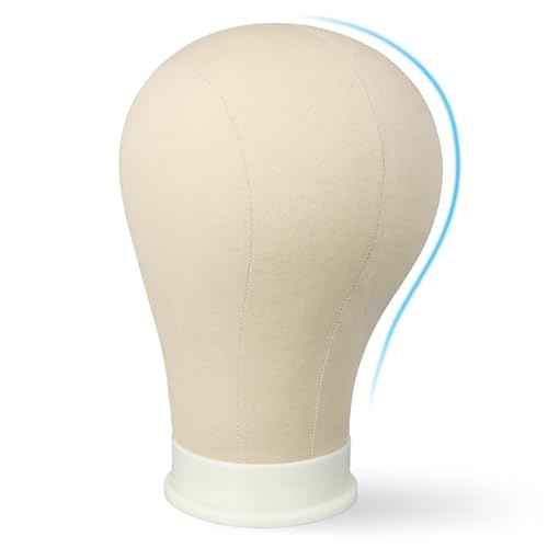 22 Inch Wig Head for Wig, Canvas Mannequin Head with Mount Hole, Manikin Head for Wig Making, Styling and Display, Head Contour More Realistic