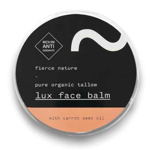 fierce nature Luxe Face Balm with Carrot Seed Oil, Pure Tallow Balm as Vitamin-Rich Natural Face Moisturizer, Men and Women¡¯s Cleansing Balm for Face and Body, Unscented, 100g