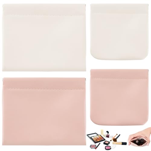 4Pcs Small Makeup Bag, Travel Storage Pouch for Women, Press Buckle Cosmetic Organizer for Lipstick, Jewelry and Purse