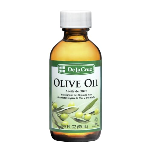 De La Cruz Pure Olive Oil - Natural Expeller Pressed Olive Oil for Hair and Skin - Lightweight Body Oil for Dry Skin 2 Fl Oz (1 Bottle)