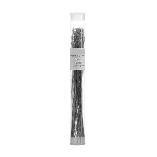 LA MIERE 100 Pcs Orthodontic Stainless Steel Wire SS Ligature Ties Wire Kobayashi Ligature, Long, 0.012