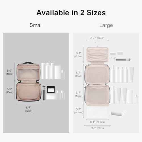LEVEL8 Travel Toiletry Bag for Men Women, Water Repellent Shaving Bag for Toiletries Accessories, Storage Bags with Divider and Handle, Small/Black