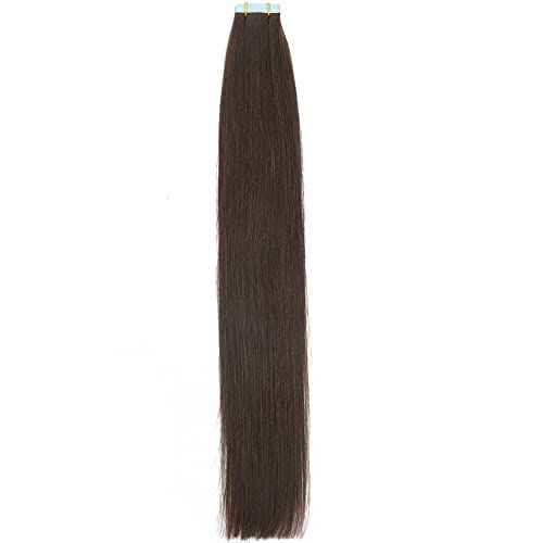Amella Hair Tape in Hair Extensions Human Hair 100% Remy Human Hair Darkest Brown 40g/pack 20pcs Straight Seamless Skin Weft Tape in Human Hair Extensions (24 inches #2 Darkest Brown)