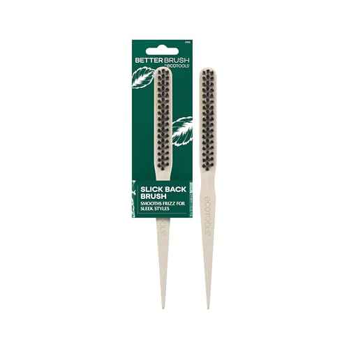 EcoTools Slick Back Hairbrush, Small Brush For The Perfect Ponytail Or Bun, Tease, Smooth, & Style Hair, Tame Frizz & Flyaways, Renewable Bamboo Handle & Vegan Boar Bristles, Cruelty-Free, 1 Count