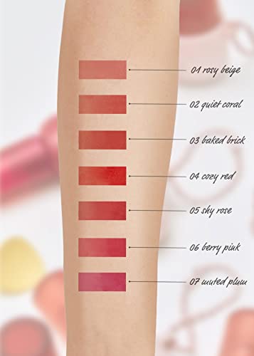 I'M MEME Lip Stain - Color Key Ring Velvet Tint - Gift, Highly-pigmented, Long Lasting, Travel-Friendly, Velvet Finish, 03 Baked Brick, 2.8 g