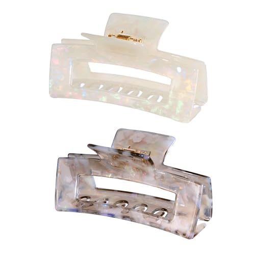 Large Cellulose Acetate Hair Claw, 4.1 Inch Tortoise Shell Claw Clip Banana Clips Hair Claw Clips for Thick Curly Hair, Hair Jaw Clamp Fashion Hair Accessories for Women Ladies (2 Pack)