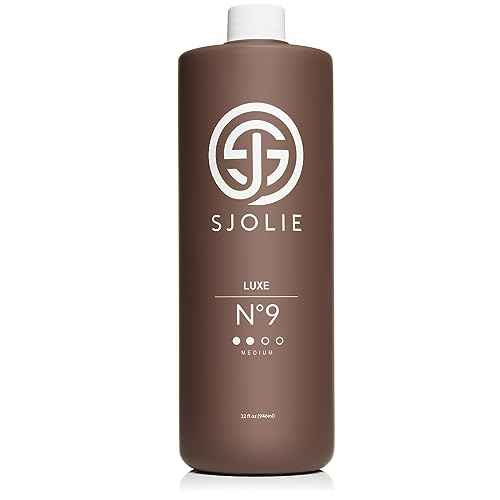 SJOLIE Violet Spray Tan Solution - Luxe 9 - Medium Blend | Sunless Tanning Solution for a Hydrating, Deep Brown Tan (32oz)