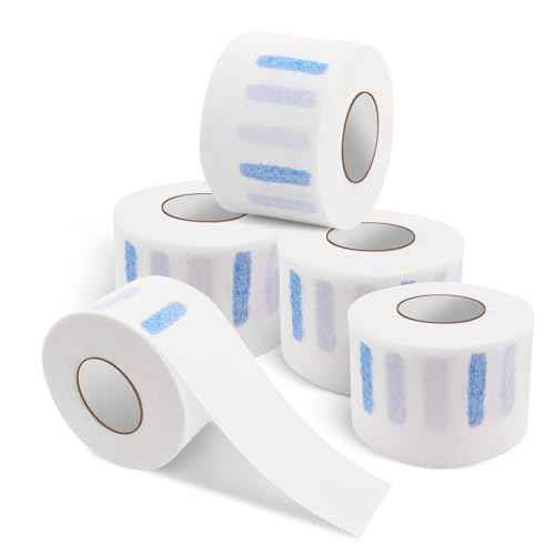 NICEMOVIC 5 Rolls Disposable Barber Paper Neck Strips Barber Accessories, Professional Barber Supplies Stretchy Paper Neck Strips for Salon Haircut Styling