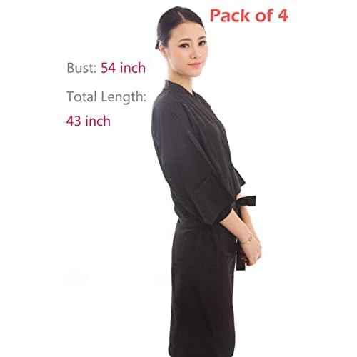 PERFEHAIR Salon Client Gown Robes Cape, Pack of 4, Hairdressing Gown Smock for Hair Stylist to Hair Cutting, Hair Coloring-Black