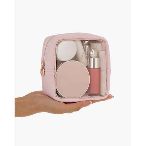 Pocmimut Makeup Bag,Mini Makeup Bag Cute Pouch Purse Organizer Travel Essentials,Clear Makeup Pouch for Car Accessories for Women,Pink