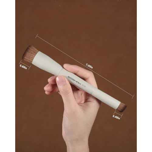 EIGSHOW Foundation and Concealer Brush, Dual Ended Makeup Brush For Flawless Foundation Coverage, Under Eye Concealer, Vegan & Cruelty-free (D110-Beige)