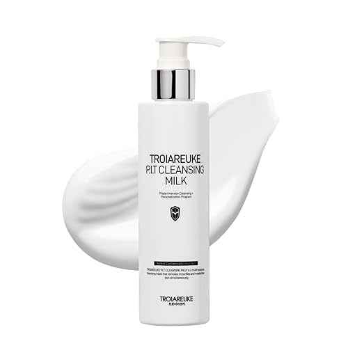 TROIAREUKE PIT Cleansing Milk I Deep Cleansing Daily Facial Cleanser for All Skin Types, Dry, Hydrating Face Mask with Antioxidants, Vitamins, Moisturize Korean Aesthetic Skin Care 6.08 fl oz