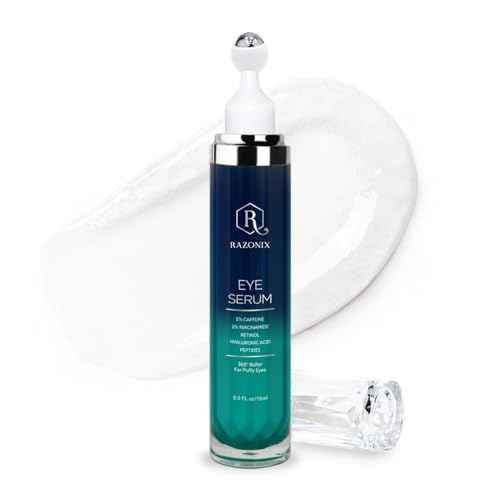 Eye Bags Treatment for Men and Women: Caffeine Eye Cream for Dark Circles ? Cooling Roller for Puffiness Reducer (Medium, Unscented)