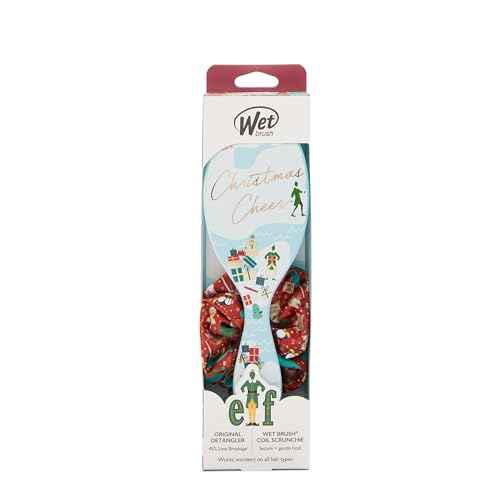 Wet Brush Original Detangler Hair Brush Elf Kit - Ultra-Soft IntelliFlex Bristles - Detangling Brush Glides Through Tangles For All Hair Types (Wet Dry & Damaged) - 1 Brush & 1 Scrunchie