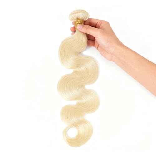 613 Blonde Bundles Human Hair Body Wave 22 inch, 16A Quick Weave Bundles Human Hair Sew in Extensions 100% Real Human Hair No Synthetic Blend, Double Weft, Triple Lifespan 3X, Can Be Dyed