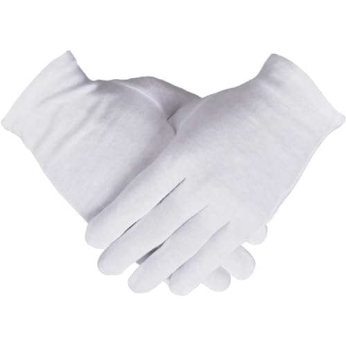 100% Cotton Women's Gloves - 10 Pairs, White, Dry Hands Eczema - Serving - Archival Coin Jewelry Inspection