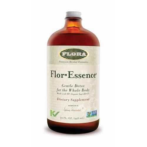 Flora Flor Essence Liquid Tea Blend 32oz LARGE - Gentle Detox Cleanse with Burdock Root, Slippery Elm, Kelp, Thistle - Premium Organic Ingredients