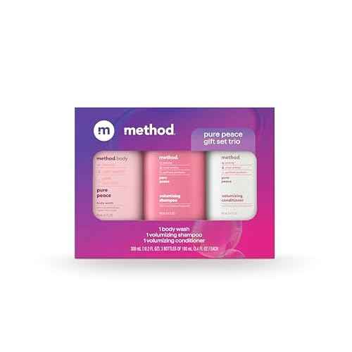 Method Body Wash and Hair Care Gift Set, Pure Peace, 3.4 oz Travel Size Bottles
